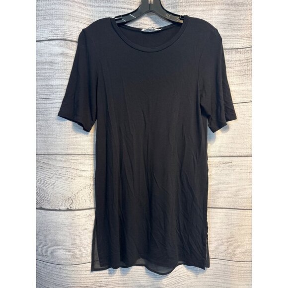 BCBGeneration Tops - BCBGeneration Black Short Sleeve Layered Tunic Top With Sheer Bottom Panel Size